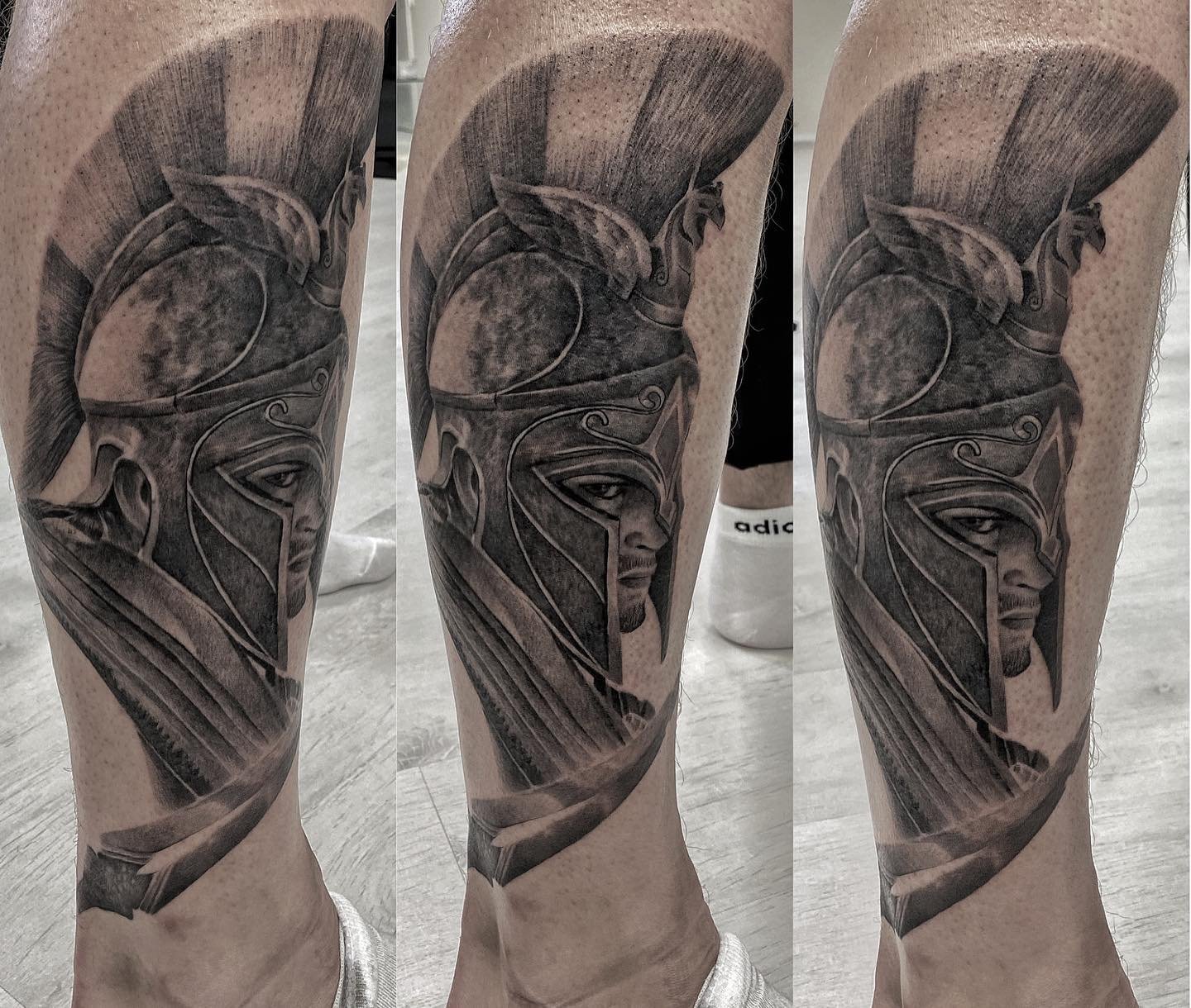Custom geometric tattoo design on upper arm
