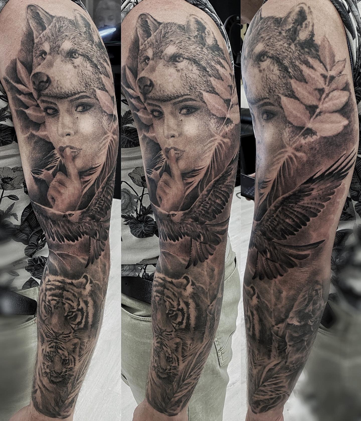 Color realism tattoo work in progress