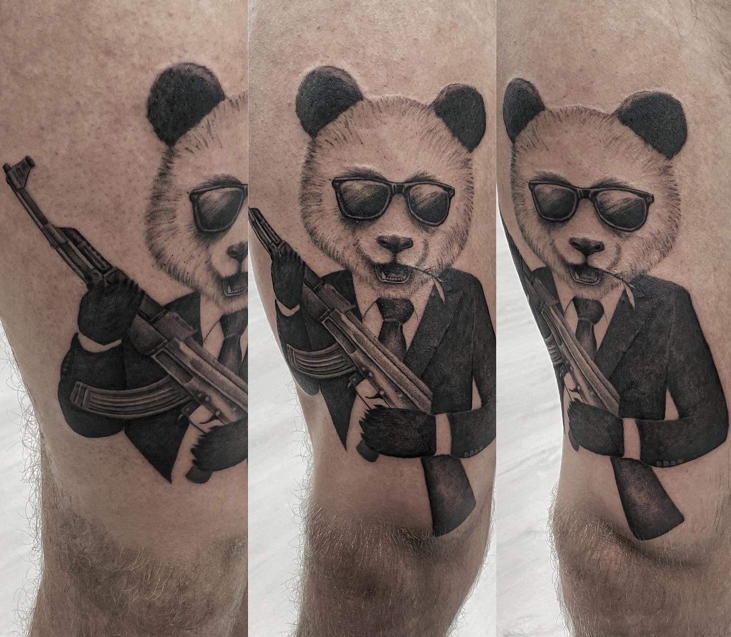 Realistic black and grey portrait tattoo