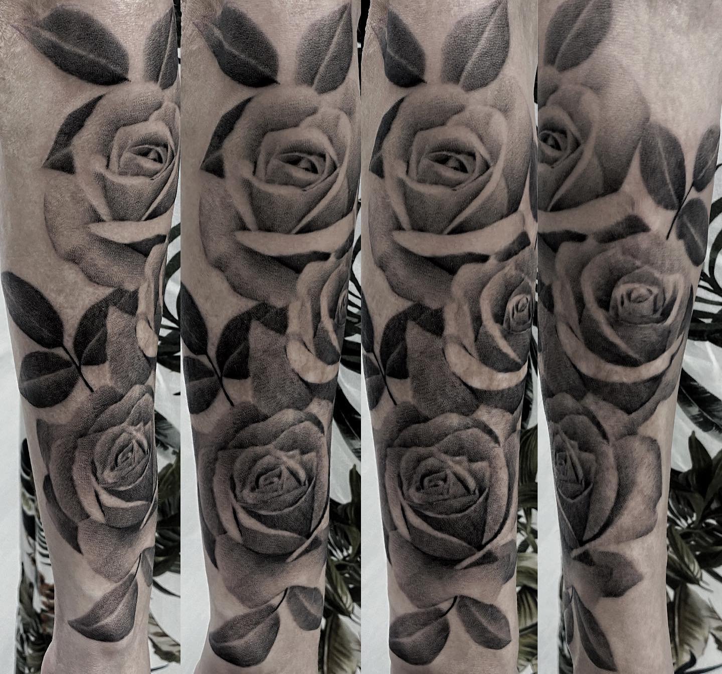 Custom geometric tattoo design on upper arm