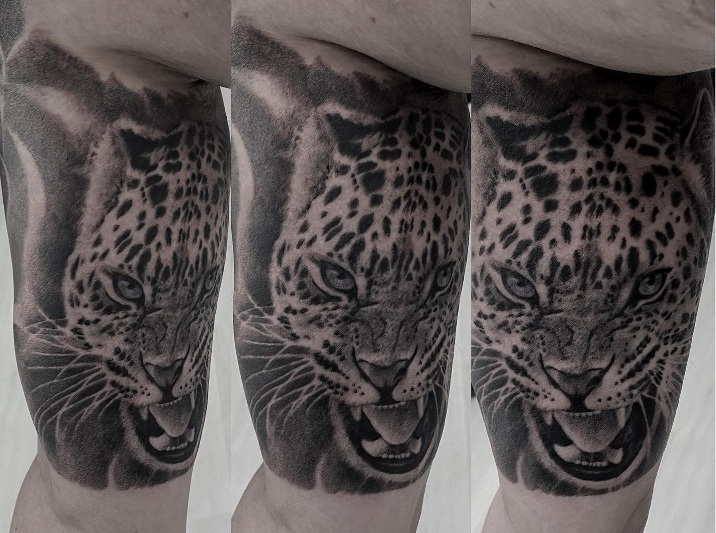 Realistic black and grey portrait tattoo