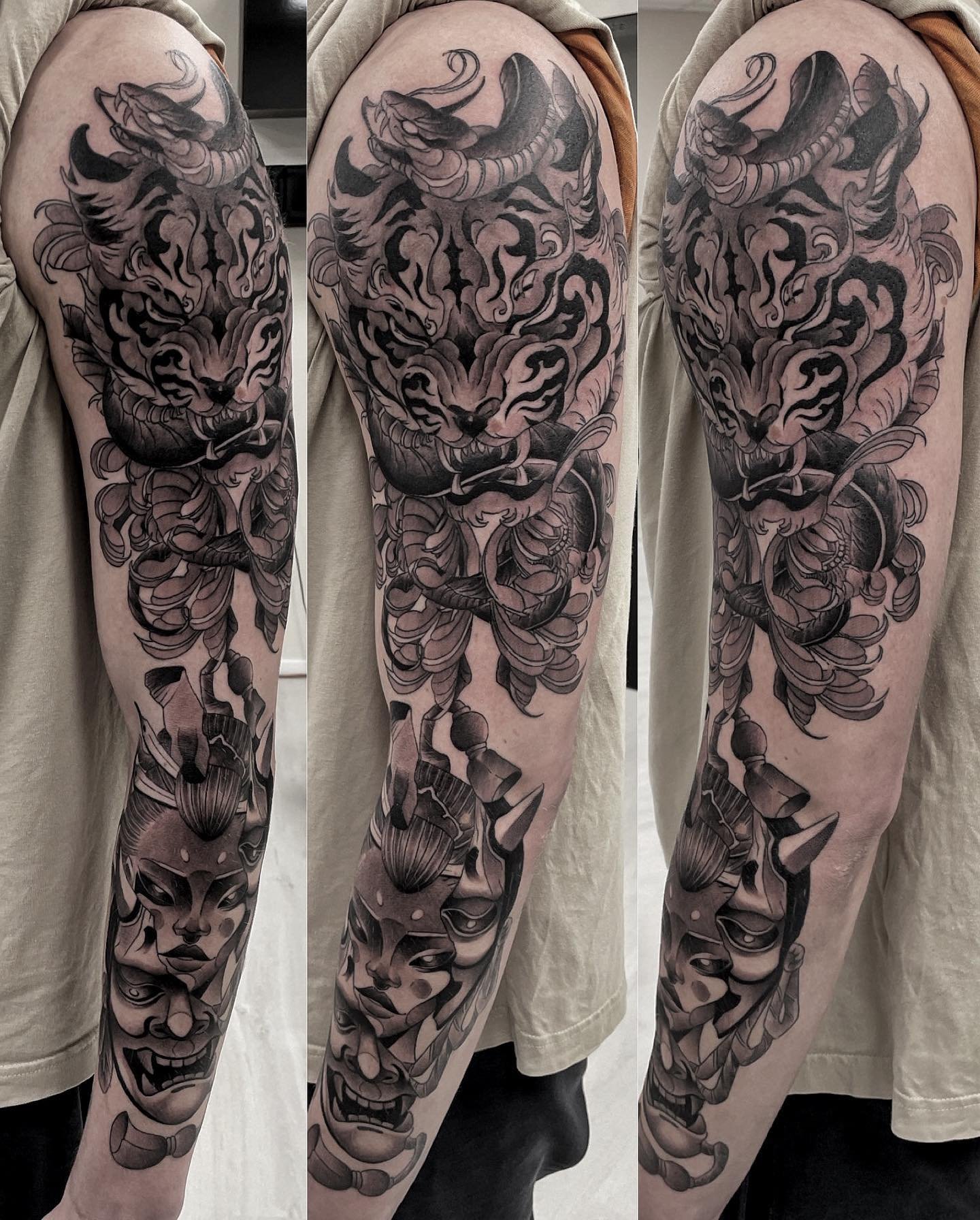 Full sleeve tattoo completed in Dubai studio