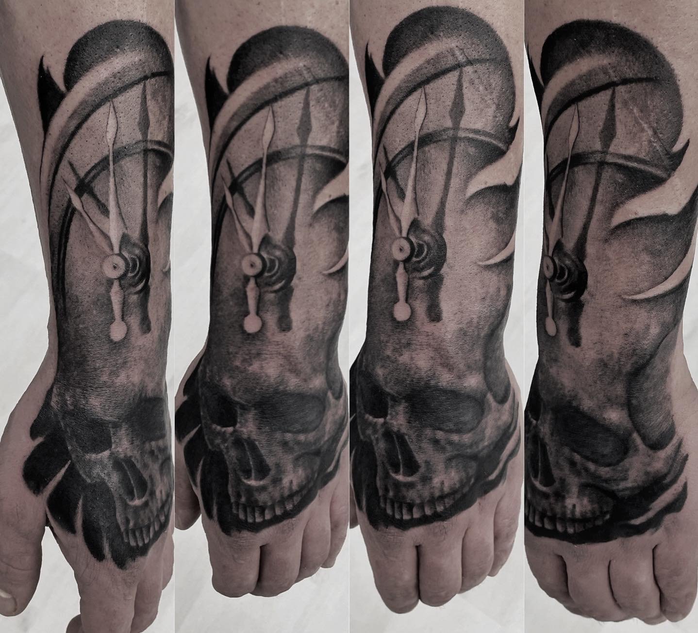 Realistic black and grey portrait tattoo