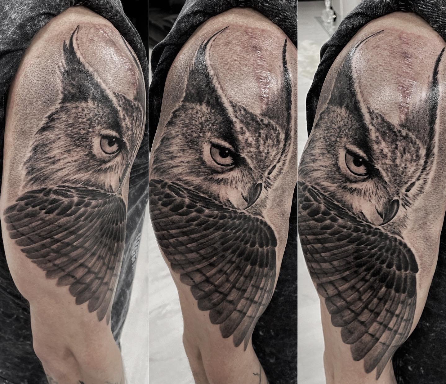 Custom geometric tattoo design on upper arm