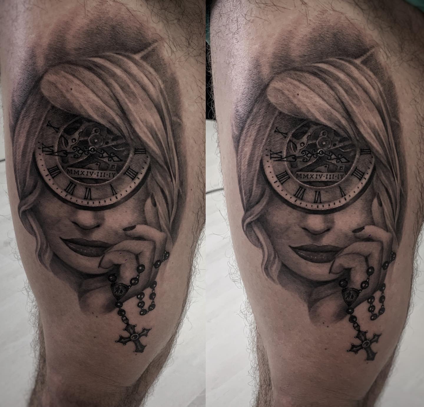 Custom geometric tattoo design on upper arm